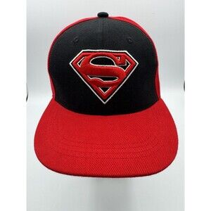 Superman DC Comics Snapback Hat Black Red Six Flags Texas Exclusive